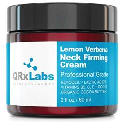 Lemon Verbena Neck Firming Cream – Tightening & Lifting Moisturizer for Loose, Wrinkled or Sagging Skin on Neck, Decollete & Chest – Best to Prevent Turkey/Crepe Neck – 2 fl oz