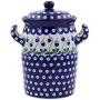 Polish Pottery 9?-inch Jar with Lid and Handles made by Ceramika Artystyczna (Bleeding Heart Peacock Theme) + Certificate of Authenticity