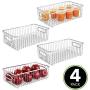 mDesign Metal Farmhouse Kitchen Pantry Food Storage Organizer Basket Bin - Wire Grid Design for Cabinet, Cupboard, Shelf, Countertop - Holds Potatoes, Onions, Fruit - Large, 4 Pack - Chrome