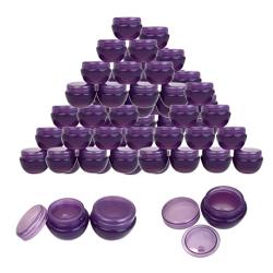 Beauticom 36 Pieces 10G/10ML Purple Frosted Container Jars with Inner Liner for Makeup, Creams, Cosmetic Beauty Product Samples - BPA Free