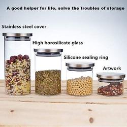 Borosilicate Glass Jars With Stainless Steel Lid Home Storage Bottles Container Kitchen Spice Sealed Bulk Candy Jar,350Mlb167