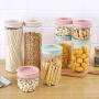 3pcs Whole grain storage box, household pasta storage tank, plastic food sealed storage jar (Color : Pink)
