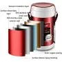2,2L Vakuum-Lunchbox aus Edelstahl, 3-stufige Isolier-Lebensmittelflasche, Thermos-Lunchbox, wasserdichte Bento-Box HQSB (Farbe: Grau)