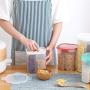 m?kvfa Multi-grain Food Storage Box, Separated Sealed Cereal Storage Container With Souble Lid Rotating Cover for Flour, Sugar, Baking Supplies (S, White)