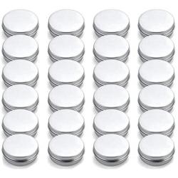 24 PCS 100ML 3.4oz Empty Metal Aluminum Tins Slip Slide Containers Jar Cans Box Bottle With Tight Screwtop For Cosmetic Make Up Sample Storage Lip Balm Eye Shadow Salves Powder Cream DIY Hand-made