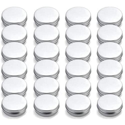 24 PCS 100ML 3.4oz Empty Metal Aluminum Tins Slip Slide Containers Jar Cans Box Bottle With Tight Screwtop For Cosmetic Make Up Sample Storage Lip Balm Eye Shadow Salves Powder Cream DIY Hand-made