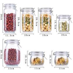 NNDQ Clear Glass Canister with Airtight Lid Food Storage Jar Value Suit 7-Piece Set, Containers Dry Goods Storage Jars with Locking Clamp Lids, for Coffee, Beans, Loose Tea, Candy