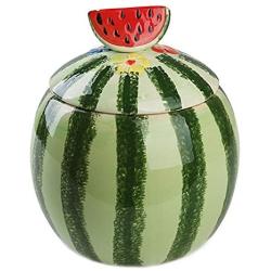 Creative Watermelon Shape Ceramic Food Storage Jar with Lid, Home Decoration