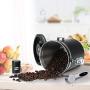 Coffee Container MOICO Coffee Stainless Steel Container-One Way Co2 Valve Airtight Coffee Canister with Coffee Scoop ＆ Travel Jar(Black,16oz+0.65oz)