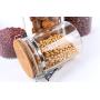 AUYE Glass Storage Jar,Coffee Bean & Kitchen food Container With Clamp Airtight wood Lid (17-Ounce)