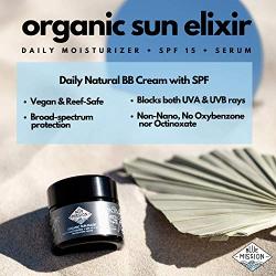 Blue Mission Vegan Tinted Moisturizer w/SPF - Organic Tinted BB Cream + SPF 15 + Serum - Vegan, Reef-Safe & Glass Jar. Absolutely ALL GOOD for your skin and the planet! (Light Ivory)