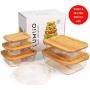 Glass Food Storage Containers with Lids (Bamboo) Set of 5. Bonus 6 Silicone Stretch Lids. BPA Free, Plastic Free & Eco Friendly Food Storage. Glass Meal Prep Containers for Lunch and Leftovers.