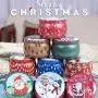 TeemorShop Weihnachtsrund Metallbehälter Dose Schmuck Kekse Münzen Süßigkeiten Aufbewahrungsbox Behälter Fall Kopfhörer Organizer