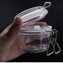 1PC 120ml/4oz Round PET Plastic Latch Lid Sealed Can Bottle Jars Cosmetic Container Food Storage Hermetic Pot with Inner Locking Cannister Lids for Makeup Cream Lotion Face Pack Powder Candy Clear