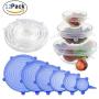 Watana973 Reusable Silicone Stretch Lids Food Kitchen Storage Wraps Cover Various Size 12 Piece