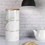 Ensemble de bocaux en céramique blanche Sunddo pour la cuisine pour café, thé, sucre, 3 pièces, contenants de stockage alimentaires avec couvercle en bambou étanche – Design moderne marbré, contenants en porcelaine, cadeau pour femmes, épouse.
