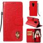 Soft PU Leather Wallet Case for Huawei Mate 20,Flip Stand Case for Huawei Mate 20,Moiky Classic Retro Red 3D Owl Design Solid Color Purse Folio Magnetic Cover with Wrist Strap