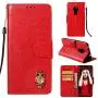 Soft PU Leather Wallet Case for Huawei Mate 20,Flip Stand Case for Huawei Mate 20,Moiky Classic Retro Red 3D Owl Design Solid Color Purse Folio Magnetic Cover with Wrist Strap