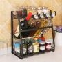 Spice Rack, Convenient Finishing Kitchen Sauce Rack Kitchen Storage Racks Black Three-layer Sauce Bottle Jar Seasoning Rack Kitchen Storage Rack (Color : Black, Size : Square bottom)
