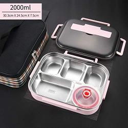 Thermos Stainless Food Flask For Kids/Student Leakproof Insulated Food Containers Lunch Box Food Flask (Color : Red, Size : 2000ml-5 cell)