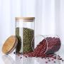 Glass Jar With Bamboo Lid Food Candy Storage Bottles Tea Container Cup Sealing Kitchen Accessories,350Ml