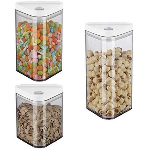 Sealed Canister Plastic Storage Jar With Lids Food Storage Container Set for Candy Cookie Rice Sugar Flour Pasta Nuts 3Pcs