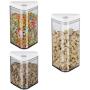 Sealed Canister Plastic Storage Jar With Lids Food Storage Container Set for Candy Cookie Rice Sugar Flour Pasta Nuts 3Pcs