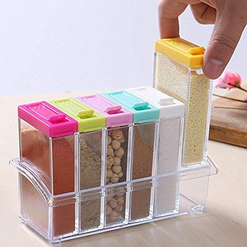 6er Set Spice Jar Transparente Gewürzbox Küchengewürz-Werkzeug Lagerbehälter Condiment Gläser