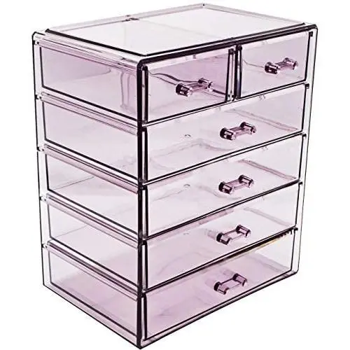 Sorbus Kosmetik Make-up und Schmuck Aufbewahrungsbox mit 4 großen und 2 kleinen Schubladen – platzsparender, stilvoller Acryl-Badezimmer-Organizer
