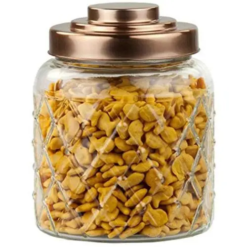 Glasbehälter mit Messingdeckel, Small – Home Basics GJ44500