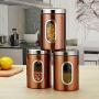 Festnight Food Storage Containers Airtight Containers 3 Piece Set Large Air Tight Clear Durable with Lids Grain Storage Tank Transparent View Window Jars Organization Sets Stainless Steel