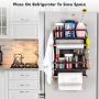 Kitchen Rack - Magnetic Fridge Organizer - 17.7x12.7x5 INCH With 22LBS/10KG Weight Capacity - Paper Towel Holder, Rustproof Spice Jars Rack, Heavy-duty Refrigerator Shelf Storage Including 5 Hooks