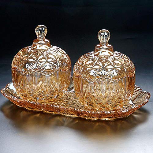 Yl Ly Crystal Candy Jar With Lid Candy Jar Creative With Lid Candy Jar Tray Fruit Candy Bucket Storage Jar 3 Piece Set Diamond Gold3
