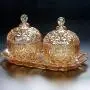 Yl Ly Crystal Candy Jar With Lid Candy Jar Creative With Lid Candy Jar Tray Fruit Candy Bucket Storage Jar 3 Piece Set Diamond Gold3