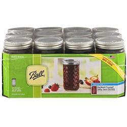 Ball Jar Crystal Jelly Jars with Lids and Bands, 12-Ounce, Quilted