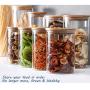 Glass Cookies Jar Airtight Container with Bamboo Lid, Kitchen Canisters Dry Food Storage (600ml/20oz)