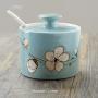 Cold Rain Ceramic Seasoning Jar Kitchen Storage Tank Seasoning Can Sugar Bowl With Spoon MSG Spice Storage Box Salt Shaker A 265,10
