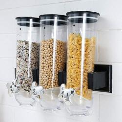 Cwg 1-2L Food Cans Storage Containers Bucket Wall Mount- Miscellaneous Grains Dispenser Airtight Storage Jar with Cup and Base