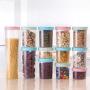 300/500/700/1100/1800 Ml Plastic Transparent Food Storage Jar Round Sealed Tank Cereal Containers,500Ml