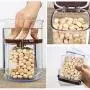 Kitchen Multi Grain Storage Tank Plastic Transparent Sealed Cans Tea Cans Milk Powder Snack Storage Box Seasoning Jar Wf618432,Brown 300Ml