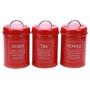 Hot Sale X021 Set of 3 Metal Food Storage Tin Canister/Jar/Container with Lid (red)