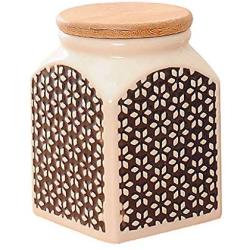 Cereal Containers Ceramic Seal Canister, Bamboo Cover With Sealing Ring Containers (color : B)