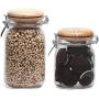 Circleware Wooden Cottage Glass Canister Jar Set with Hermitic Locking Preserving Lids, Set of 2, 35/53 oz, Clear