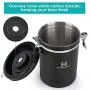 Conteneur en Acier Inox pour Café, Thé, Farine, Sucre – 1.9 Litres (64 fl oz) avec Cuillère Conteneur en Acier Inox pour Café, Thé, Farine, Sucre – 1.9 Litres (64 fl oz) avec Cuillère