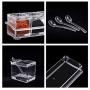 Mydio Clear Seasoning Rack Spice Pots - 4 Piece Acrylic Storage Container Condiment Jars - Cruet with Cover and Spoon