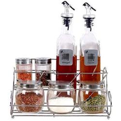 Salt & Pepper Shaker Sets Kitchen Glass Seasoning Jar Seasoning Bottle Storage Box Combination Bottles (Color : Clear)