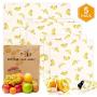 Beeswax Food Wraps Organic Sustainable Eco-friendly BeesWax Food Storage Wrappers Reusable Plastic Free Assorted Set of 5 Food Wraps Durable Fruits & Vegetables and Bowls Covers