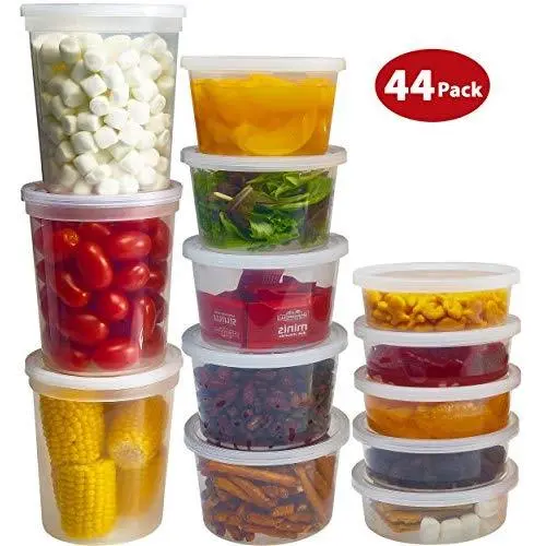 DuraHome Food Storage Containers with Lids 8oz, 16oz, 32oz Freezer Deli Cups Combo Pack, 44 Sets BPA-Free Leakproof Round Clear Takeout Container Meal Prep Microwavable (44 Sets - Mixed sizes) DuraHome Food Storage Containers with Lids 8oz, 16oz, 32oz Freezer Deli Cups Combo Pack, 44 Sets BPA-Free Leakproof Round Clear Takeout Container Meal Prep Microwavable (44 Sets - Mixed sizes)