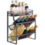 ANGELA Multi-Functional 3 Tier Metal Cabinet Spice Rack, Countertop Seasoning Organizer, Jars Bottle Storage Utensils Holder, for Kitchen, Dining Room