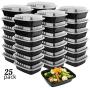 12 Ounce. Meal Prep Containers, Small Food Storage Bento Boxes, Reusable Portion Control Trays, Microwave and Dishwasher Safe. -25 Pack-